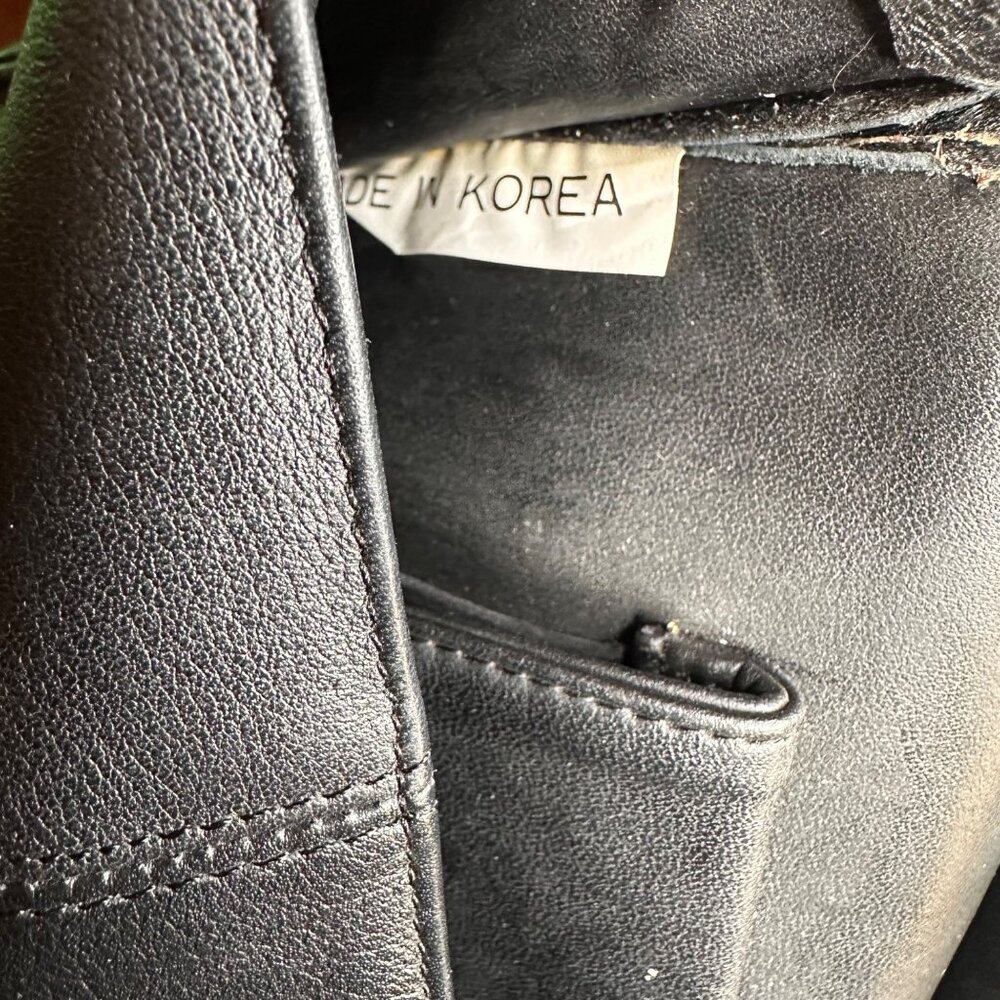Vintage Eurodesign Black Leather Portfolio Bag With Shoulder Strap & Buckle Clos - Picture 5 of 12